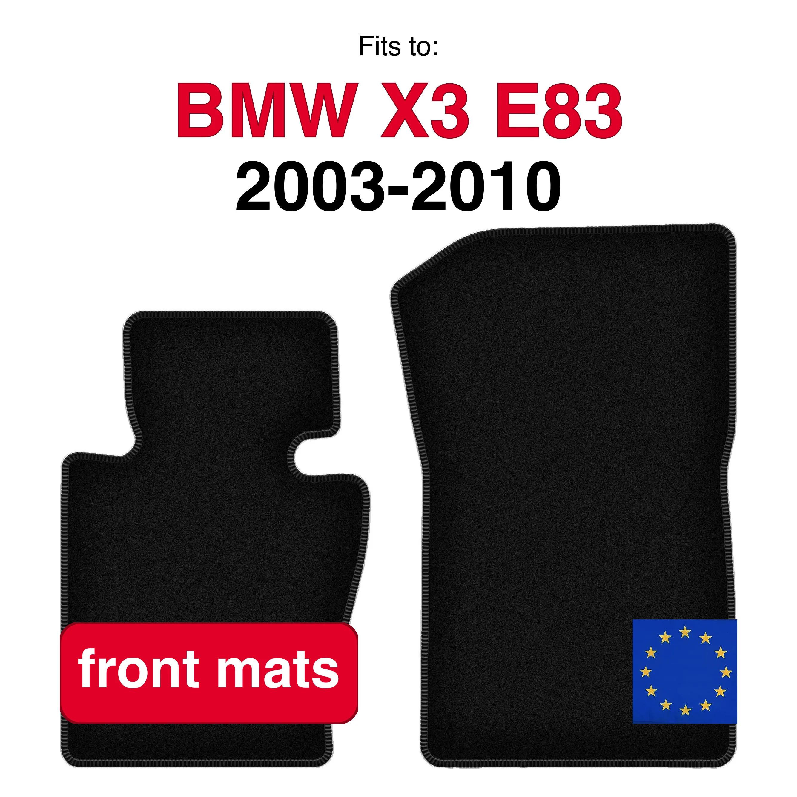 Velour voorste vloermatten voor BMW X3 E83 SUV (2003-2010) - Zwart (2 stuks) set auto voorste tapijtmatten voor de voertuigvloer