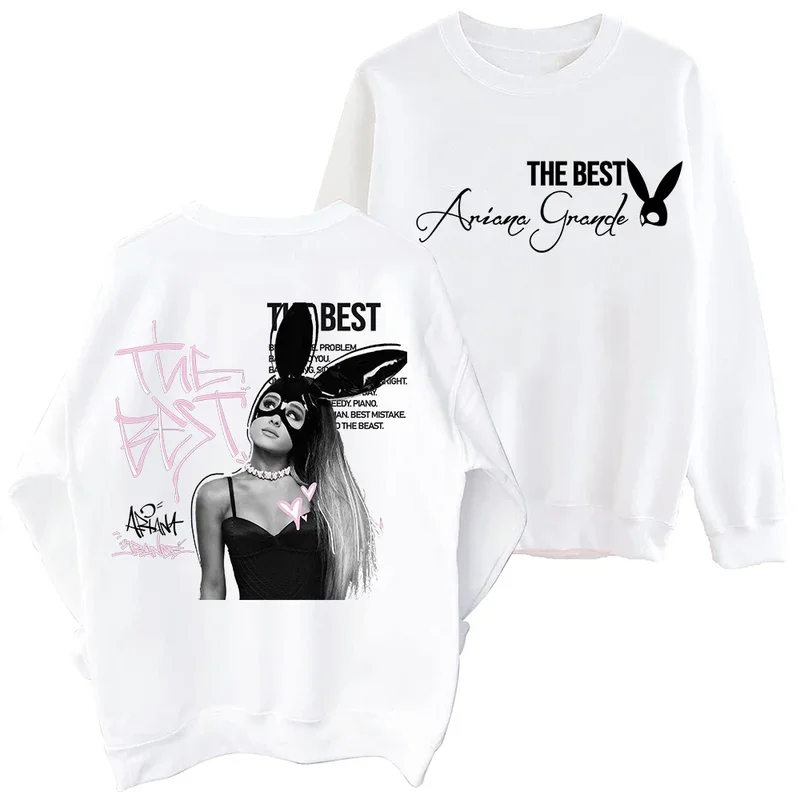 Ariana Grande The Best Sweatshirt Harajuku Round Neck Long Sleeve Oversized Fans Gift Tops