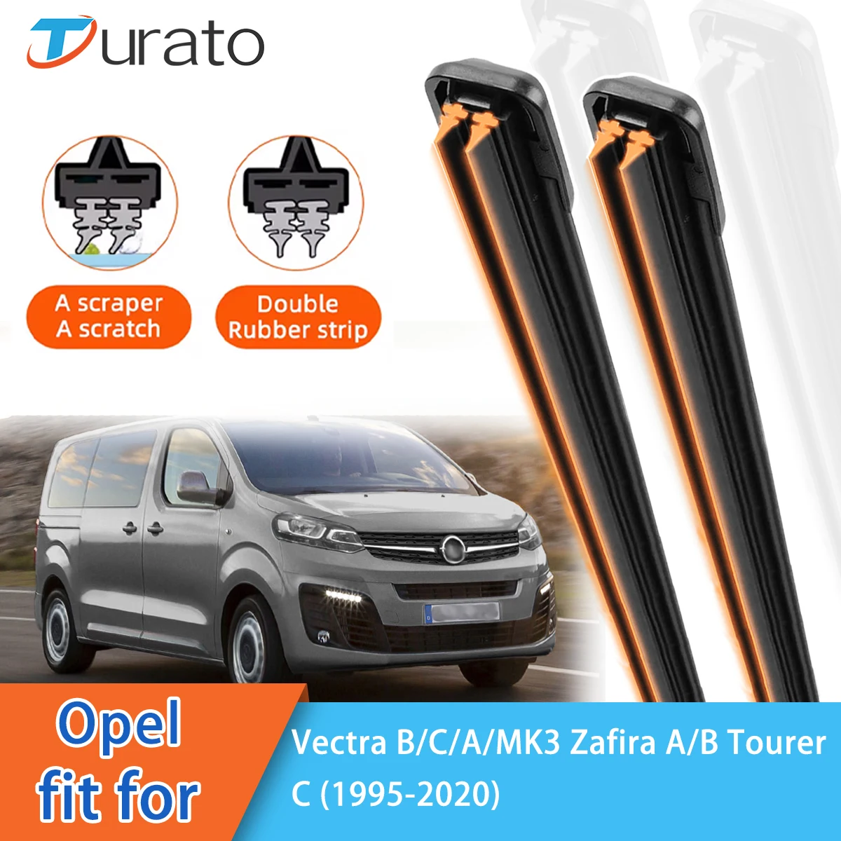 For Opel Vectra B/C/A MK3 Zafira A/B Tourer C Front Windscreen Wipers Double Rubber Car Wiper Blades Car Accessories