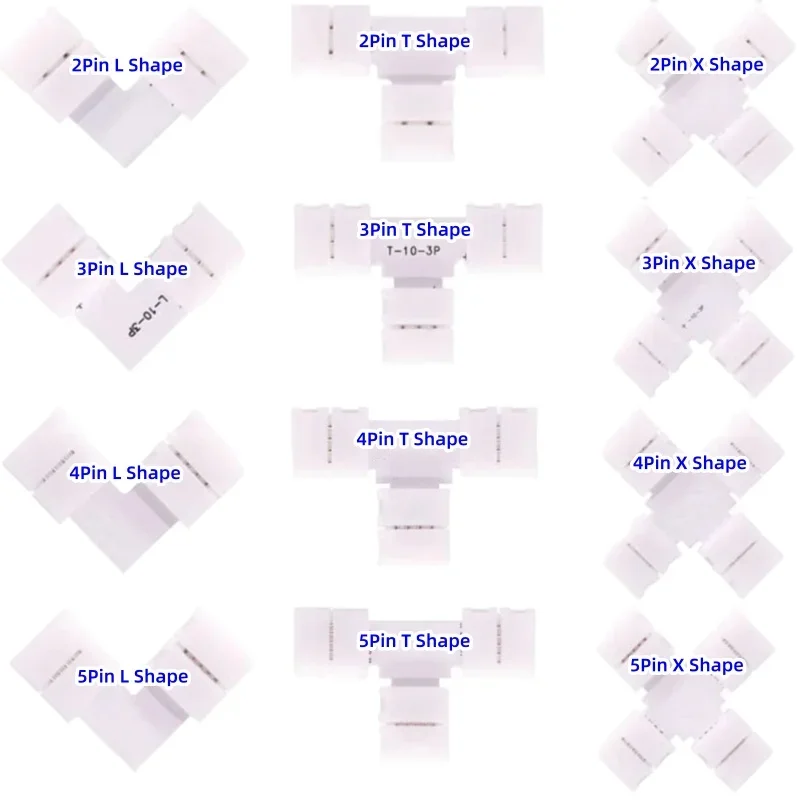 

5Sets 2-6Pin LED Strip Free Soldering Led Connector L/T/X Shape Corner Connector For 2835 2812 5050 RGBW RGBCCT Led Strip Light