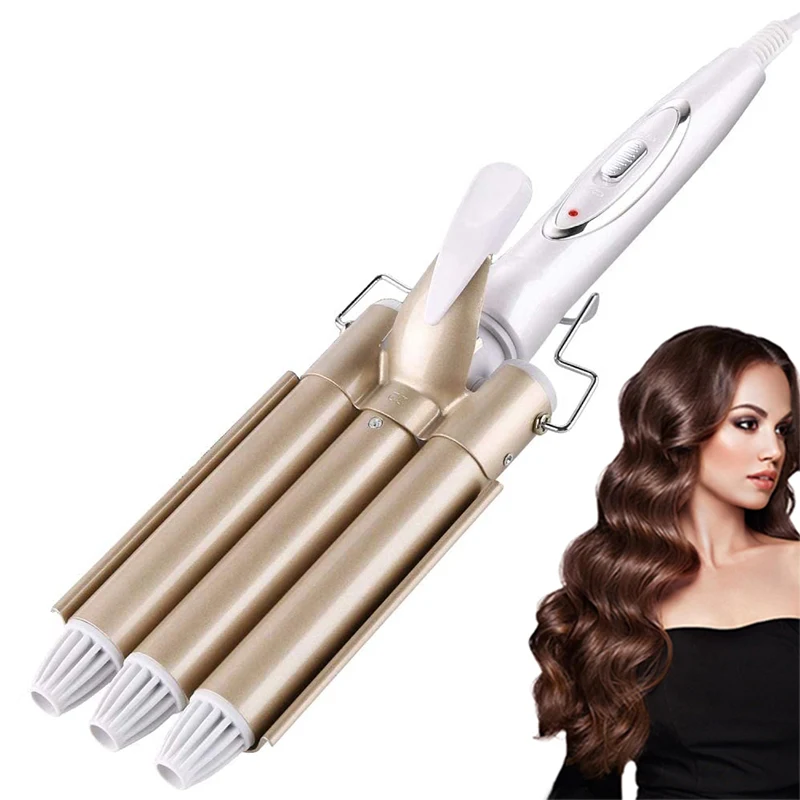

Professional Triple Barrel Hair Curling Iron Big Waver Styling Ceramic Coating PTC Fast Heating Hair Crimping Curler Tongs