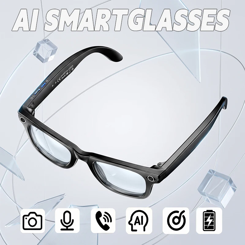 2026 800W 4K UHD Camera Smart AI Glasses Recording Videos Photo Recognition Al Voice Translation 270mAh Bluetooth Smart Glasses