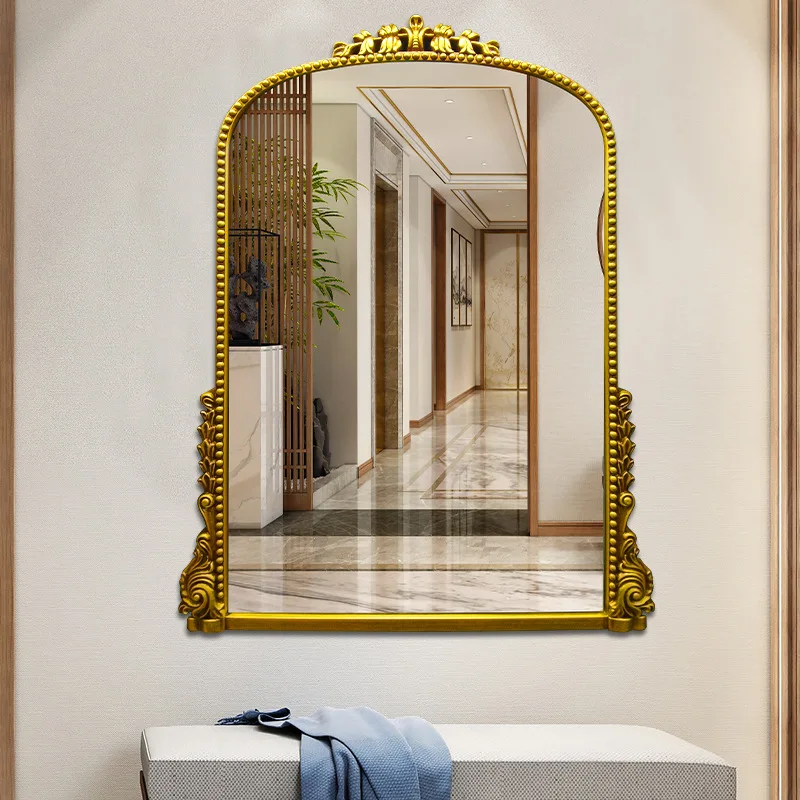 

Bathroom mirror European mirror Bathroom dressing and makeup mirror French retro arched wall hanging decorative mirror