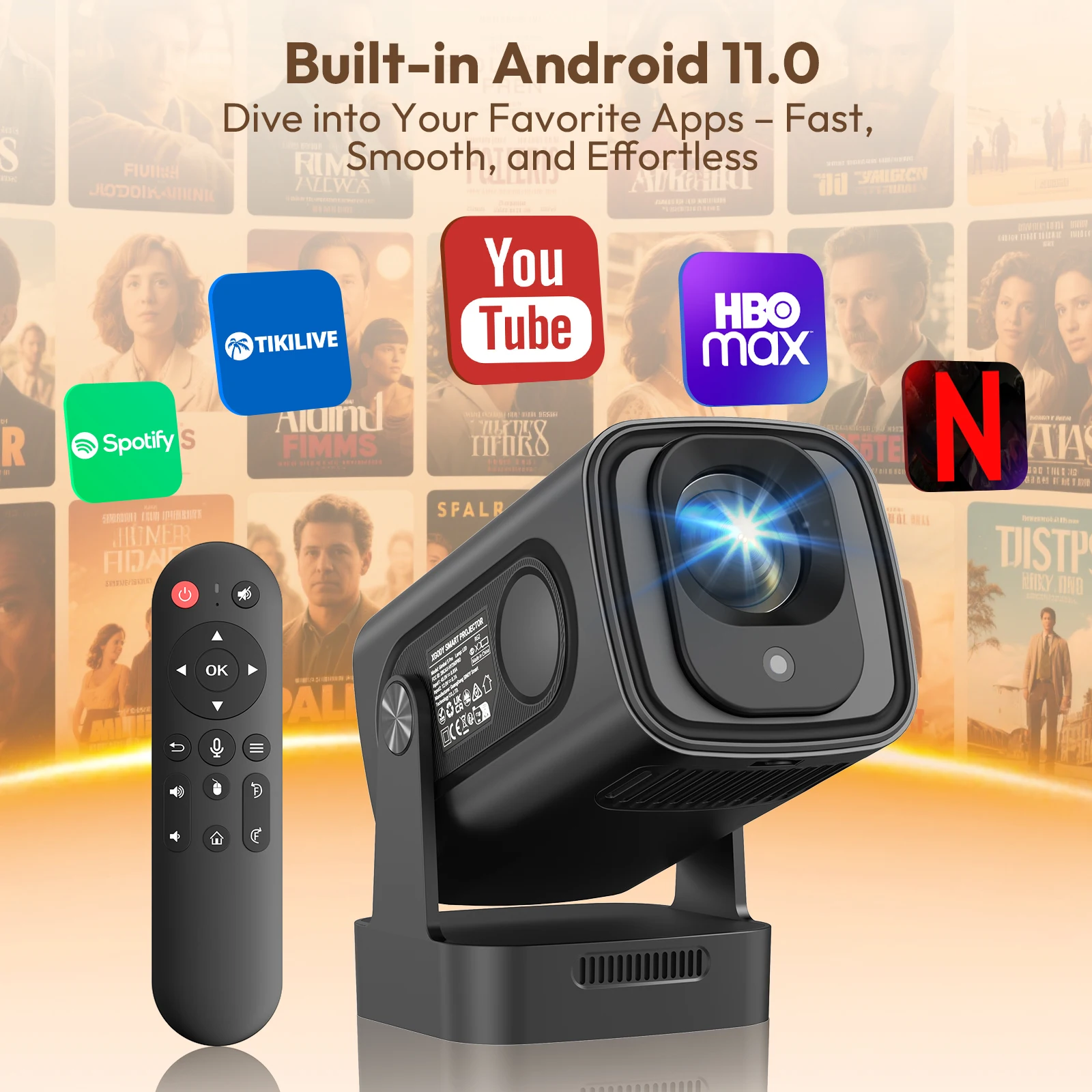 XGODY 4K HD 300ANSI 프로젝터 시네마 블루투스 WiFi 1080P 안드로이드 홈 시어터 스마트