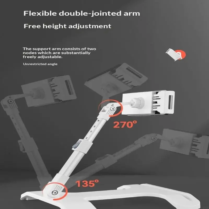 77JC Sturdy ABS Material Phone Holder Stable on Bed Sofa Lap Use For 4 to 12 Inch Tablets