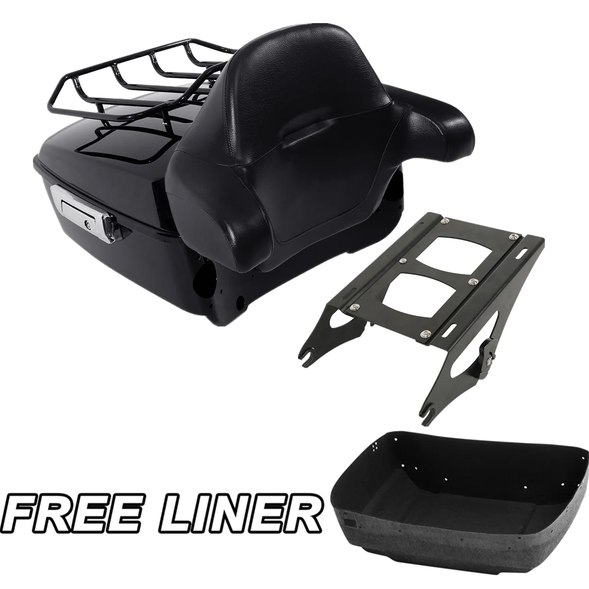 

Motorcycle King Tour Pack Trunk +Rack Backrest For Harley Touring Road King Road Glide Street Glide Electra Glide 2014-2023 2018