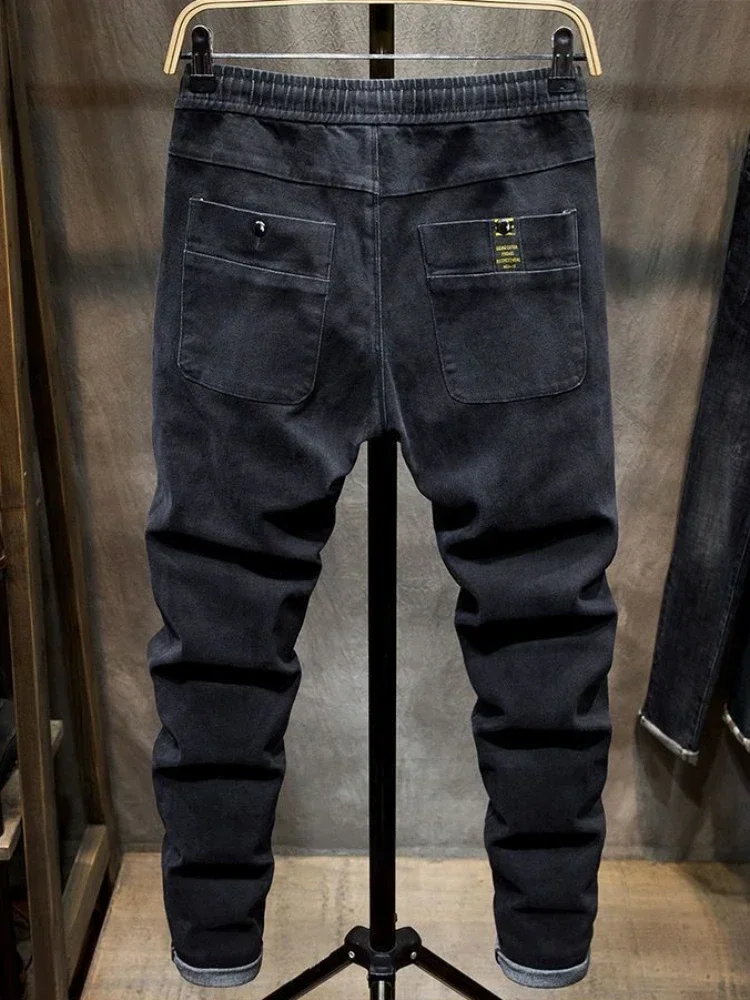 Trousers Man Work Wear Stretch Cargo Pants for Men Fleece-lined Jeans Winter Grey Spandex Harajuku Luxury Street Loose Cheap Y2k