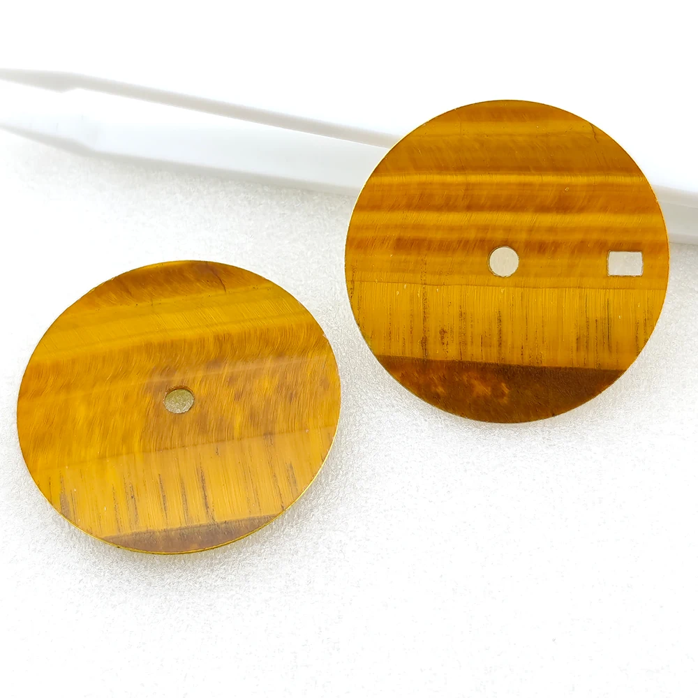28.5mm Watch Dial Natural Yellow Tiger's Eye Stone Dial for NH35/NH36 Movement Customizable Logo Modified Parts