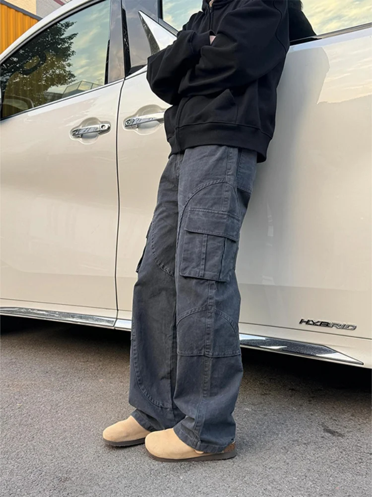 

American Retro Men's Work Pants Multiple kets Straight Leg Loose Casual Trousers CleanFit Spring Trend Brand Design