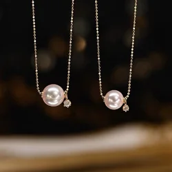 S925 Silver Natural Pearl Small Pendant Pearl Necklace Needle Link Connection Pendant 6-13mm