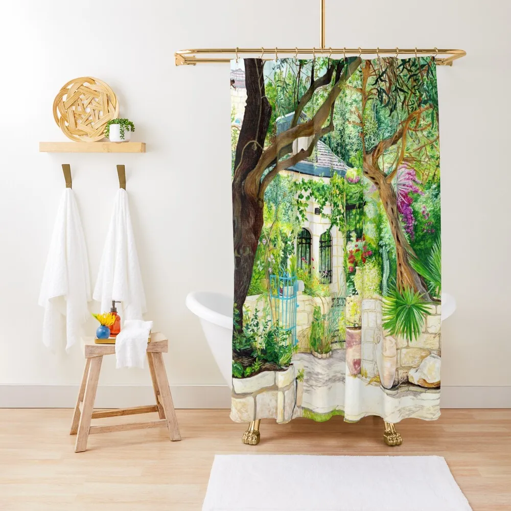 

Jerusalem scene,oil on canvas Shower Curtain Bathroom Accessorys Shower For Bathroom Waterproof Fabric Bathroom Curtain