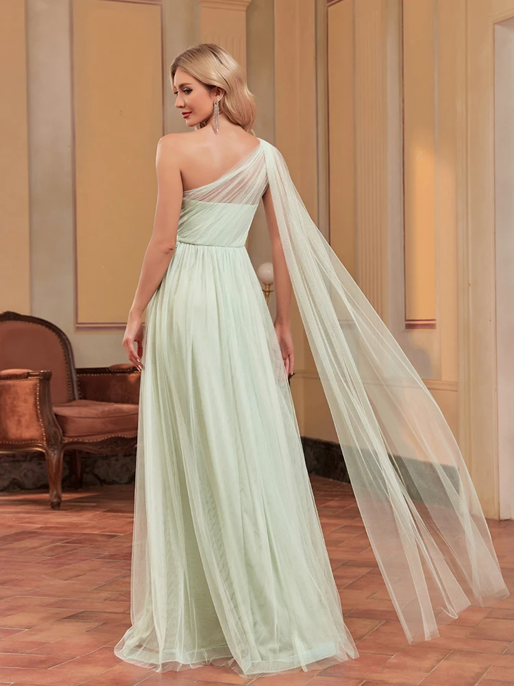 Lucyinlove Luxury Saudi Arabic Green Chiffon Evening Dress Cape Sleeves  Applique Wedding Party Formal Prom For Women 2024 Gown