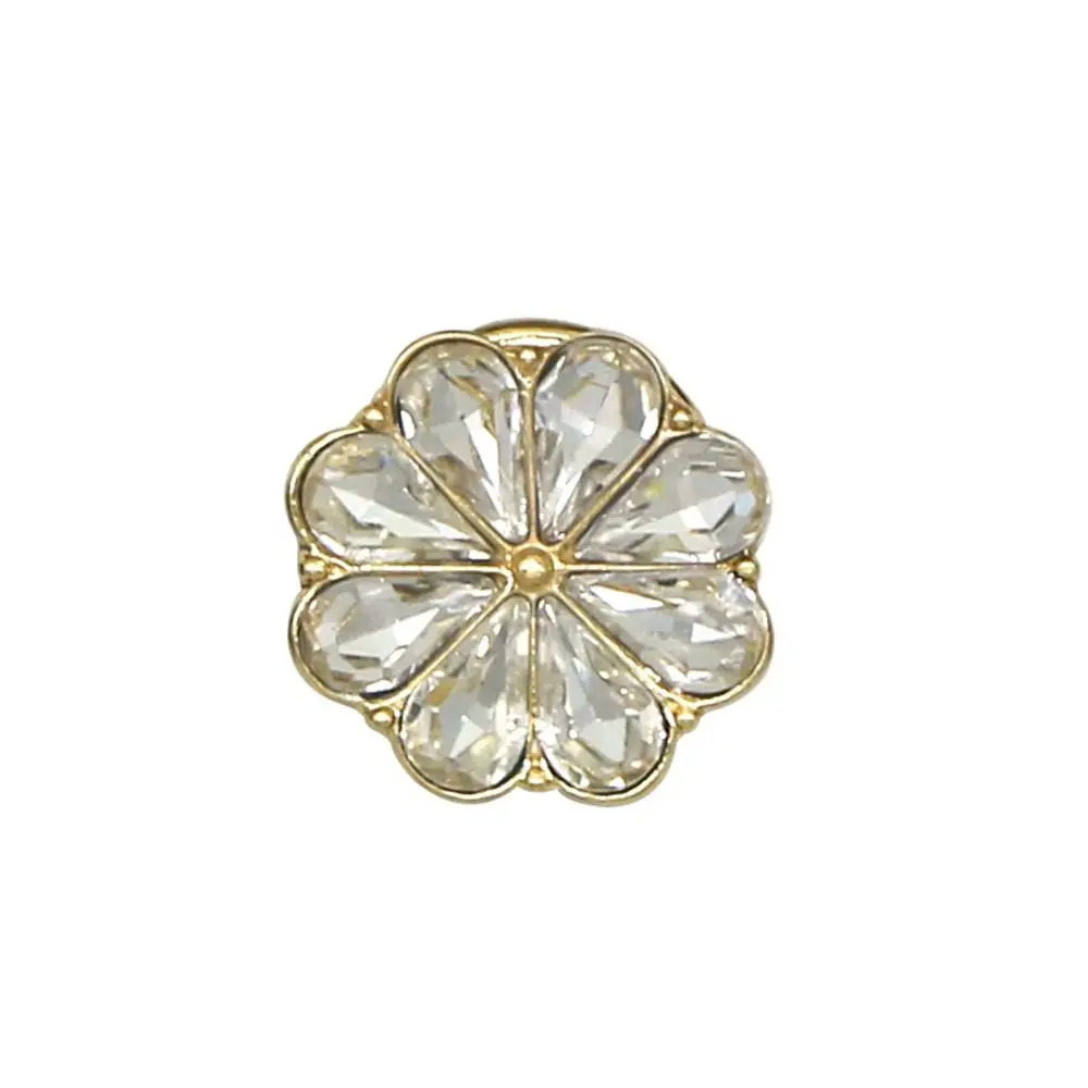 Decoration Accessories Button Box DIY Gold Color Flower Cufflinks Decor Floral Pattern Rhinestone Shirt Button Box Women