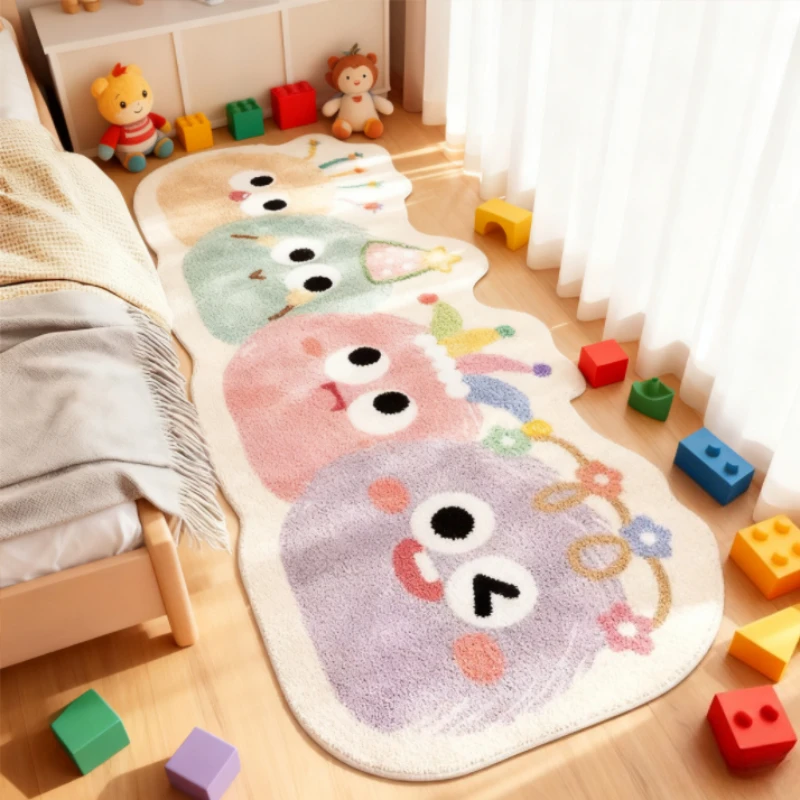 Cartoon Style Rugs for Bedroom Irregular Shape Living Room Decoration Carpet Fluffy Soft Bedside Floor Mat Thick Plush Study Rug