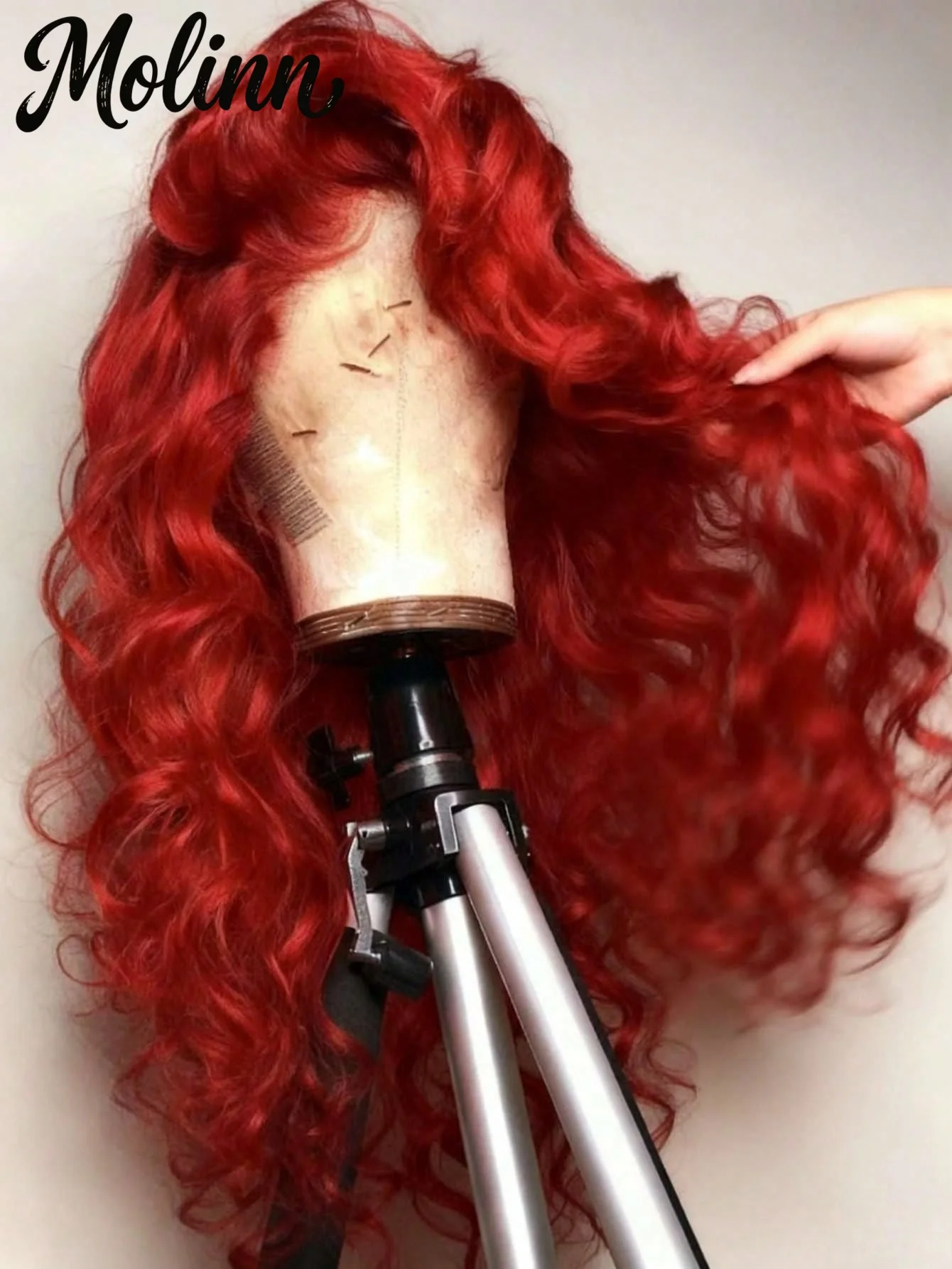 

Bright Red Wig Long Body Wave Lace Front Wig 13x4 HD Lace Wig Heat Resistant Glueless Pre Plucked Synthetic Daily Party Cosplay