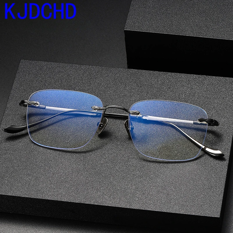 

Pure Titanium Glasses Frame for Men 2024 New Women Rimless Prescription Square Eyeglasses Frames Myopia Optical Korean Eyewear