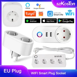 Tuya Wifi Smart Plug Smart Home 10A/16A Power Strip EU Socket Voice Controal for Alexa Google Home Appliance Surge Protector