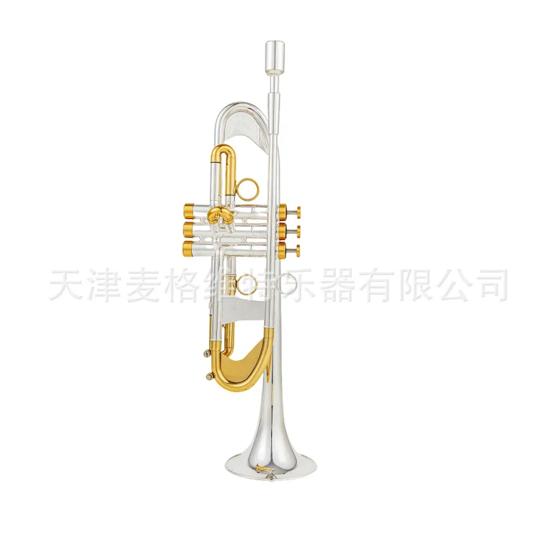 Weighted Trumpet Instrument B-flat Tri Silver Plated Trumpet Instrument Novice Beginner Band Student Grade Test