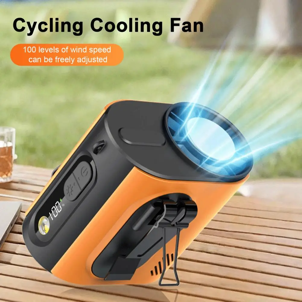 

Portable Clip Fan with LED Light Wearable Waist Fan Adjustable Wind Speed Semi-Cooling Fan for Outdoor Camping Office