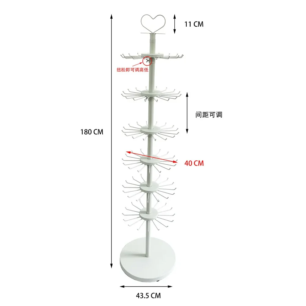 Six-tier windmill rack, keychain, mall, stationery store, rotating jewelry hanging rack, display rack, floor-standing