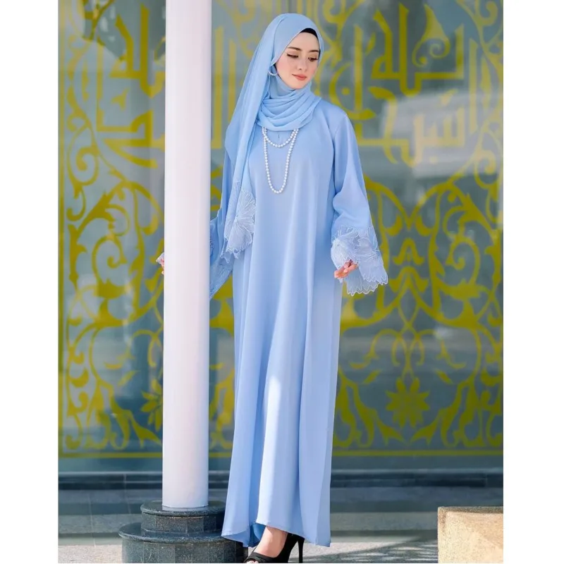 

Ramadan Women Eid Muslim Abaya Party Dress with Scarf Lace Arab Dubai Long Robe Gorgeous Long Dresses For Women 2025 Spring