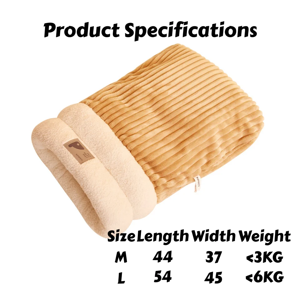 كيس نوم للقطط من القطيفة الدافئة: كيس تكبب مغلق مع دخول لدغ لفصل الشتاء - كيس نوم مريح للقطط المقلقة #6