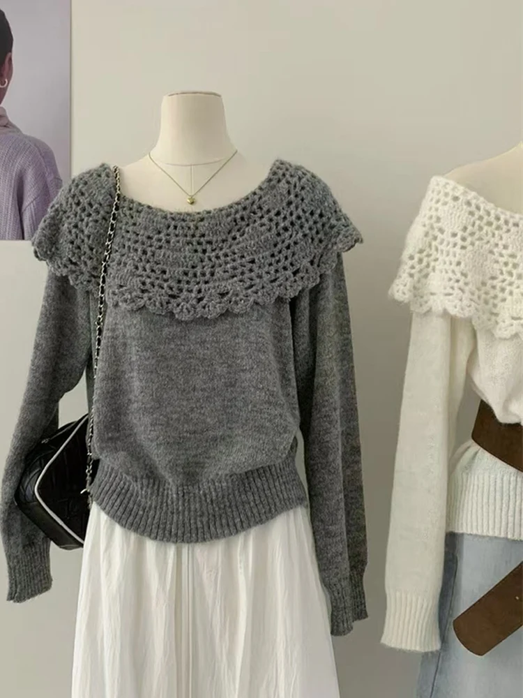 

Ele Soft Long Sve вязаный свитер женский красивый топ на одно плечо с вырезом осенний сезон для поездок на работу облегающий крой