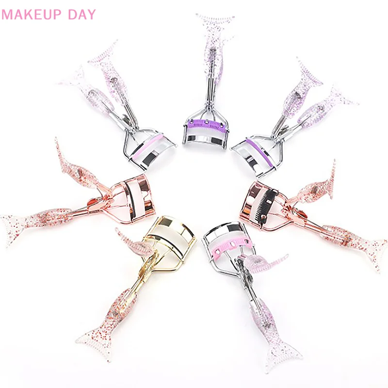 Eyelash Curler With Comb Mermaid Tail Handle Makeup Eyelash Curling Clip Cosmetic Eyelashes Beauty Makeup Tool Accessories Gift