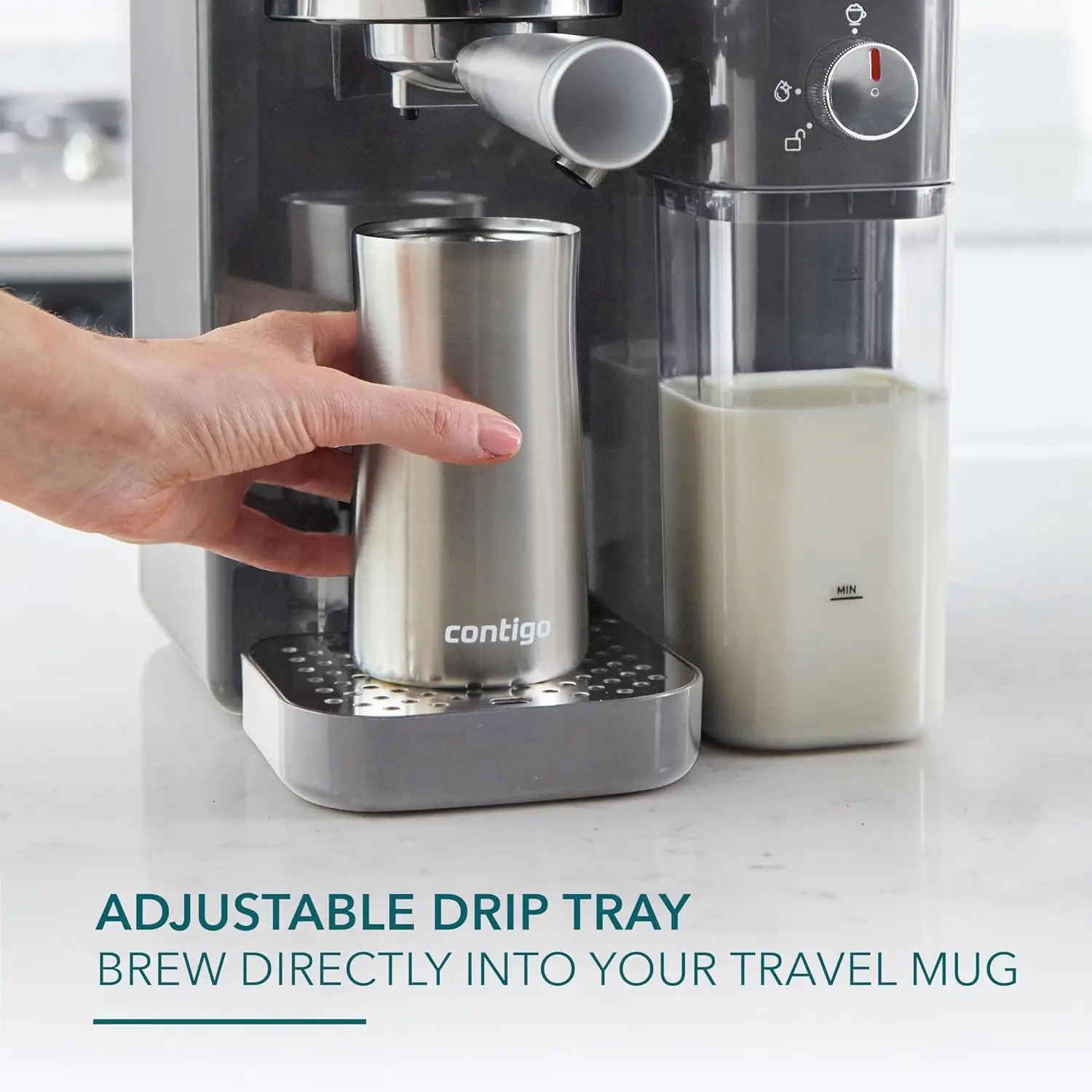 Latte Luxe, Single/Double Shot Espresso, Cappuccino, Latte Machine with Optimized and Convenient One-Touch Control Panel