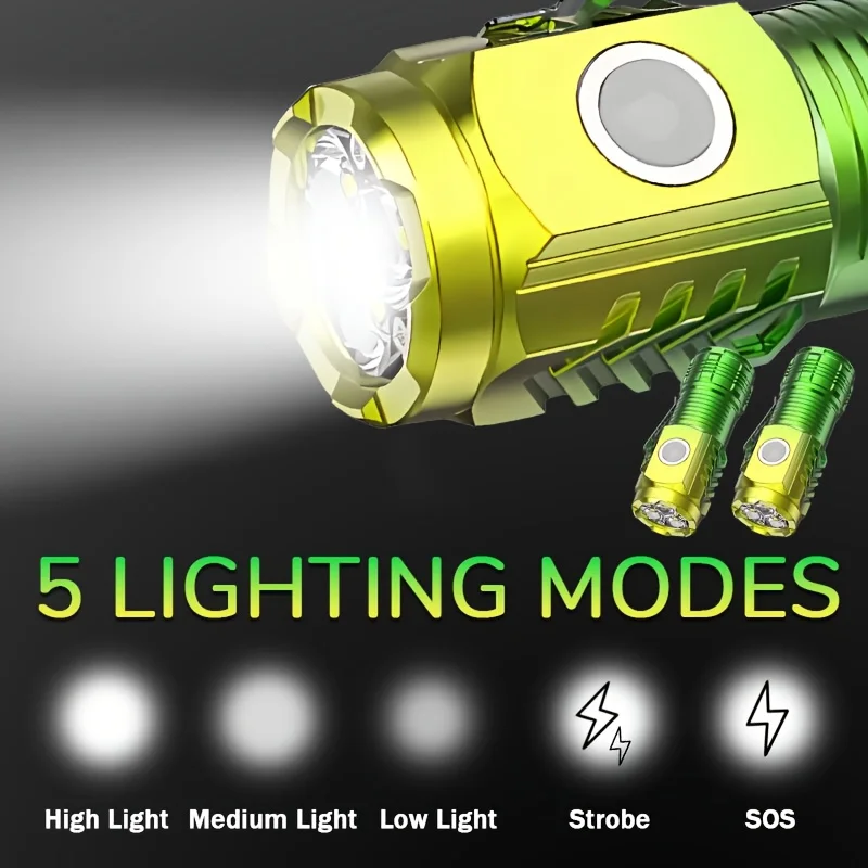 Torcia super luminosa a 3 LED Mini torcia flash portatile a scoppio Faretto di emergenza impermeabile ricaricabile per esterni con clip per penna