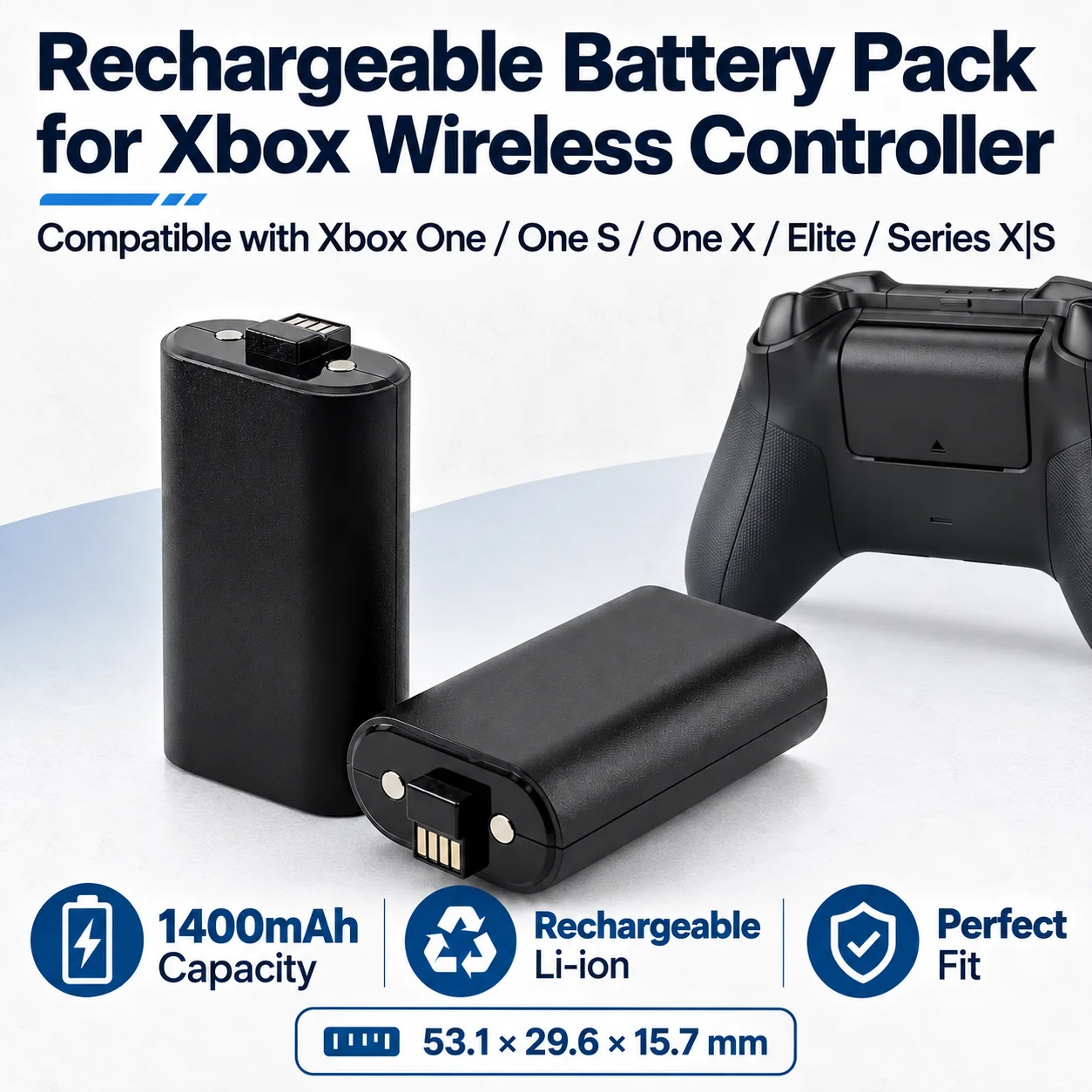 1400mAh Rechargeable Battery for Xbox One S/X Xbox Series X/S Controller Long Lasting Wireless Gamepad Battery