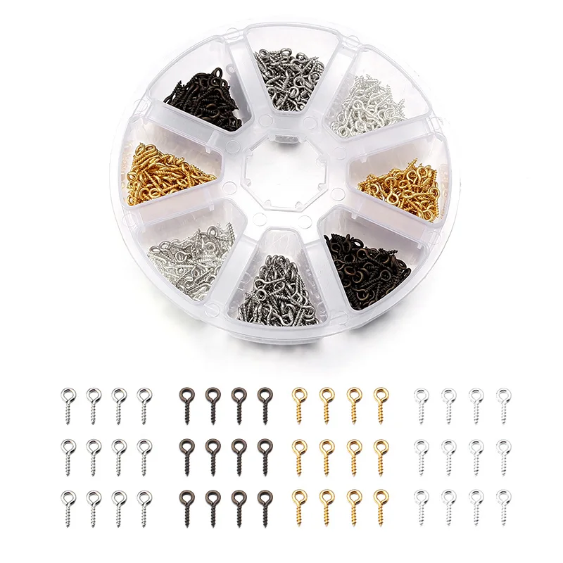 400-800pcs/Box 4 Colors Small Eye Screw Pins Metal Eyepin Hooks Eyelets Screw Threaded Clasps For DIY Jewelry Making Supplies