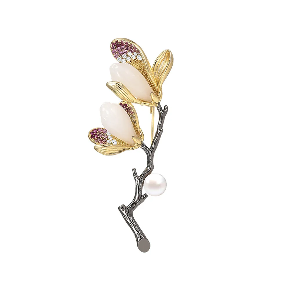 بروش ماغنوليا الأبيض الطازج: دبوس بدلة راقي وفاخر، عنصر مثالي للهدايا لإغلاق الأصدقاء #6