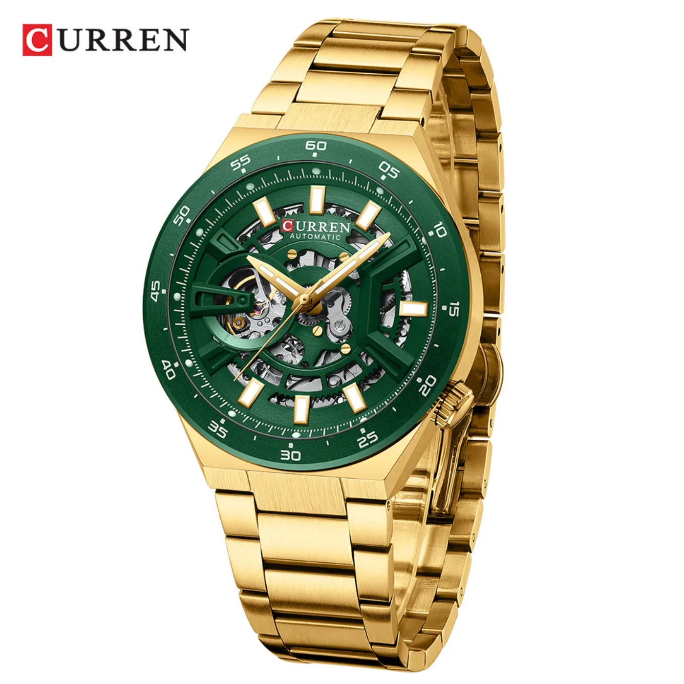 

CURREN 8486 Men's Watch Hollow Automatic Mechanical Watch Upper Linked List Waterproof Steel Belt Wristwatch Gifts