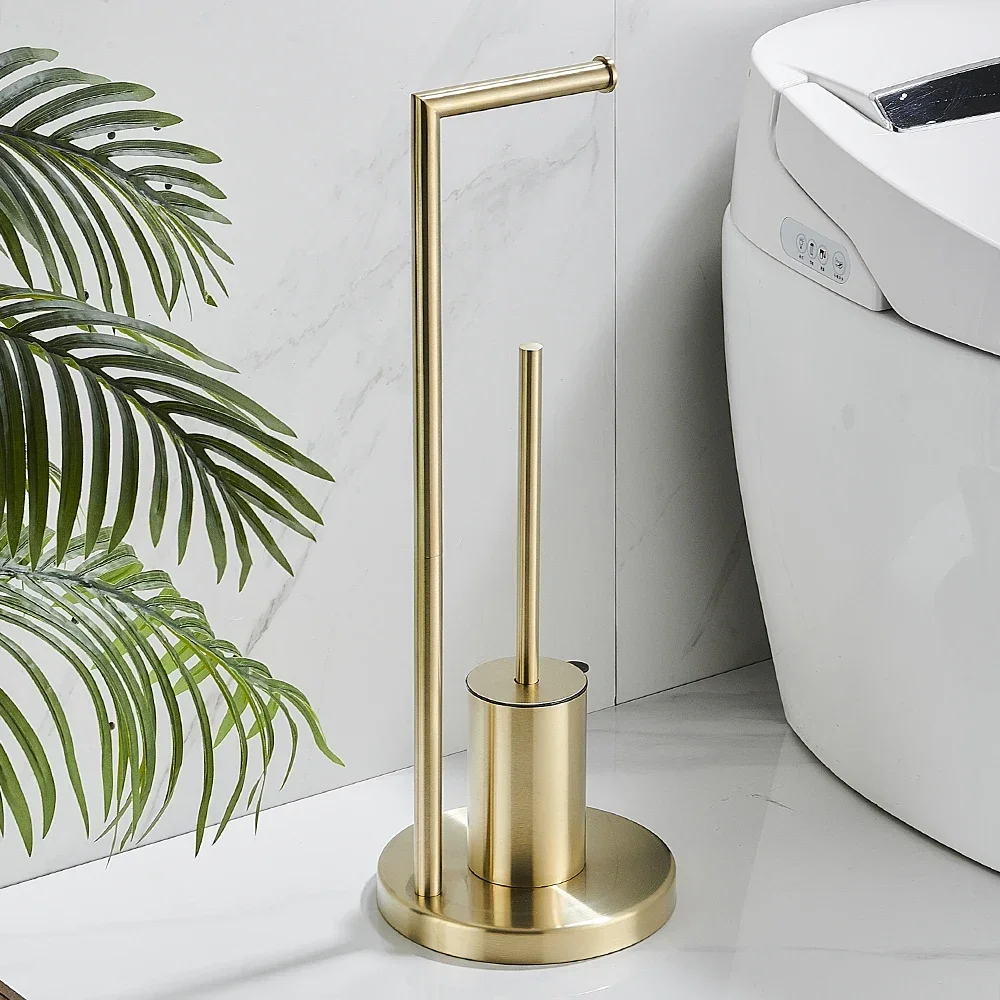 

Floor Standing Toilet Paper Holder 304 Stainless Steel Integrated Toilet Brush Holder Cleaning Tools Bathroom Accessories