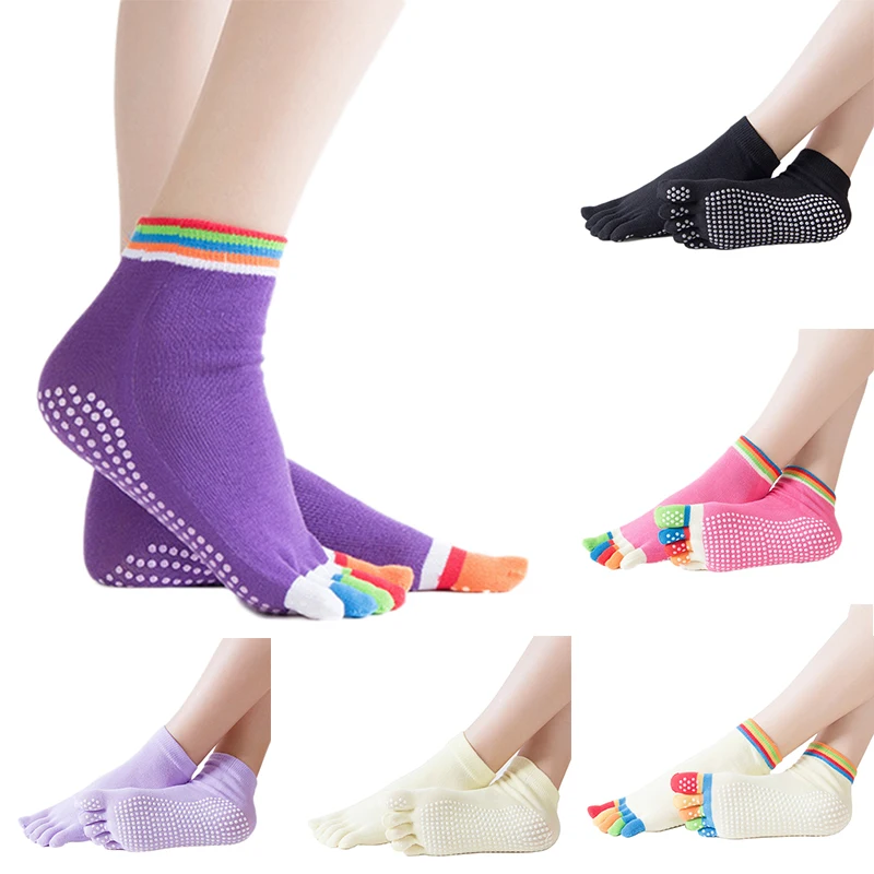 5 Finger Colorful Sports Silicone Fitness Yoga Socks Pilates Ballet Dance Women's Shoes And Sock Non-Slip Girl Elastic Stockings