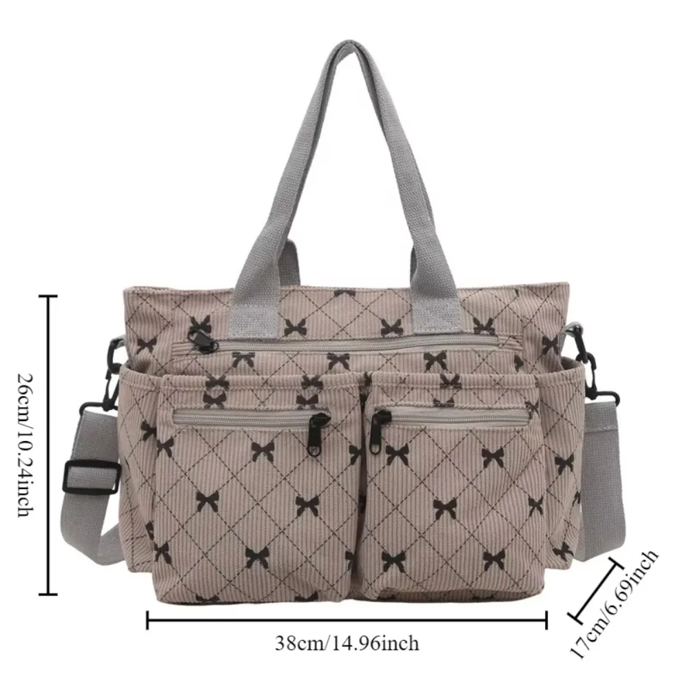 Fashion Sweet Women's Shoulder Bag Large Capacity Bowknot Print Underarm Tote Bag Casual Lightweight Commuting Handbag Travel