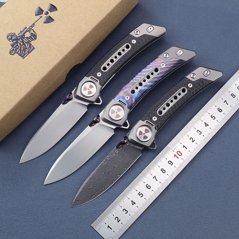 

JR9610 TC4 zirconium Dama CF handle Flipper M390 steel blade outdoor camping hunting pocket kitchen fruit folding knife EDC tool