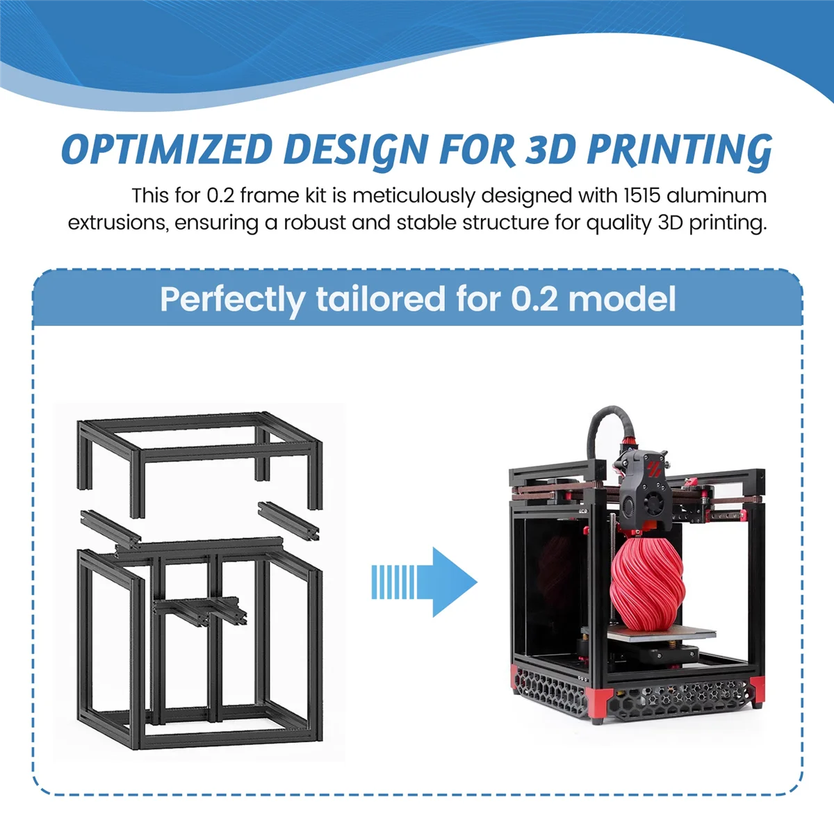 FZFZ 0.2 V0.2 1515 アルミニウム フレーム押出キット、強化された 3D プリンティング用 - 事前タップおよび穴あけ済み