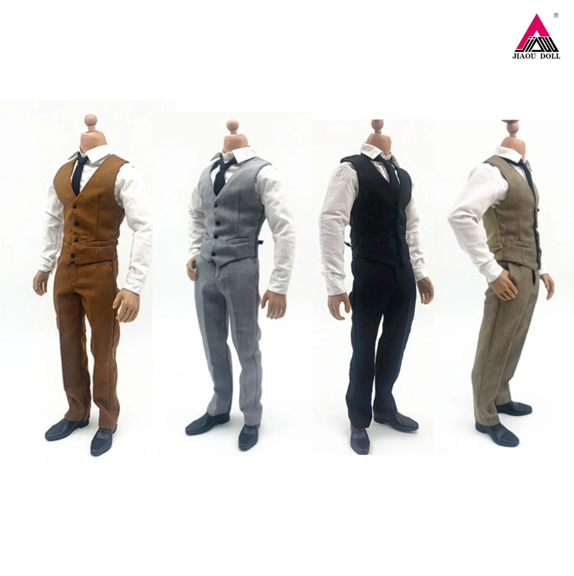 1/6 Business Clothing Set Shirt Vest Pants Tie Belt Gentleman Clothes Model Fit 12