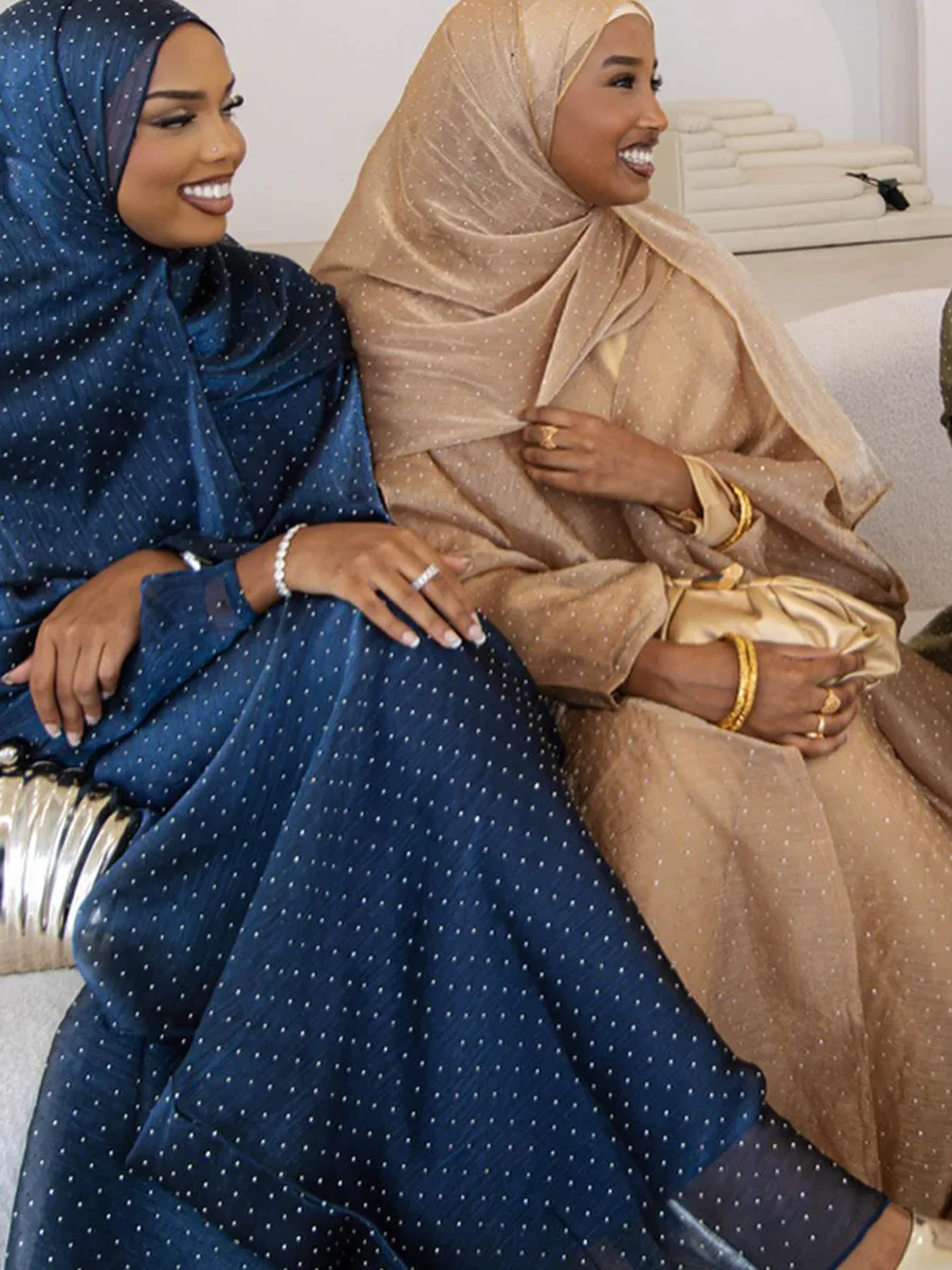 المرأة العربية عيد مسلم دبي عباية فاخرة الماس الساخن فستان الحجاب كيمونو سترة قفطان رداء فام الإسلام الملابس كيبيا