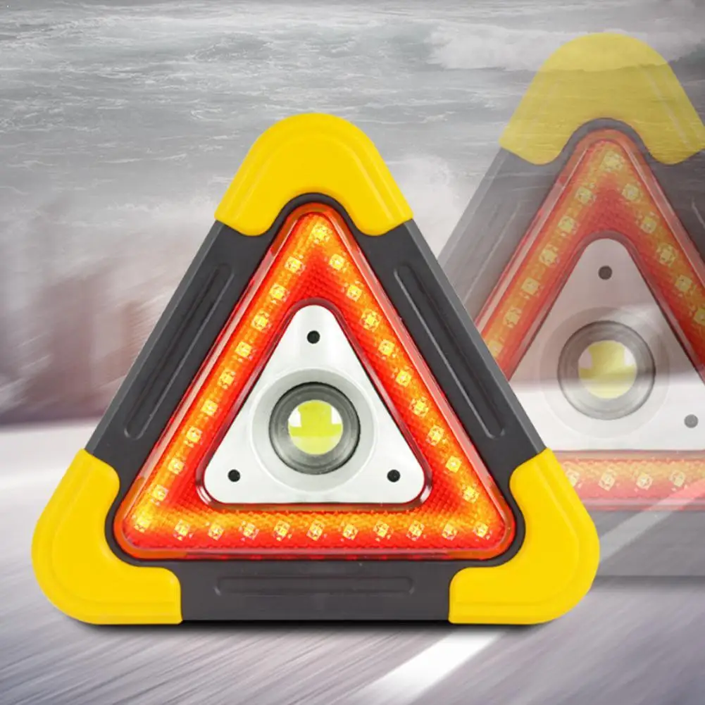 Solar Car Tripod Warning Sign Warning Triangle For Car Emergency Tool Kit With Portable Flashing Light ﻿