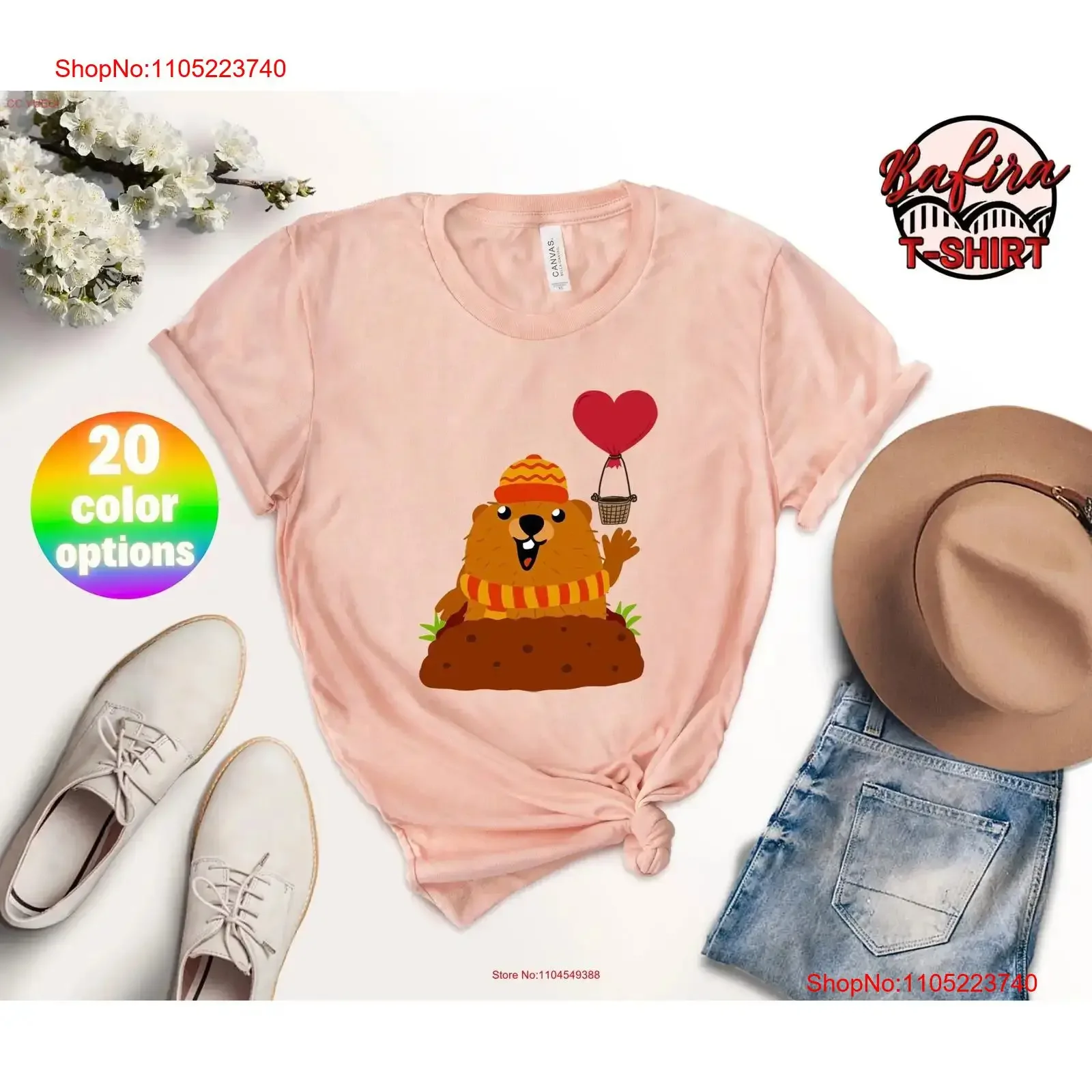 Groundhog Day T Shirt Woodchuck With Balloon Funny Animal Lover s Cute vintage Washed Casual Versatile Slightly graphic Stylish