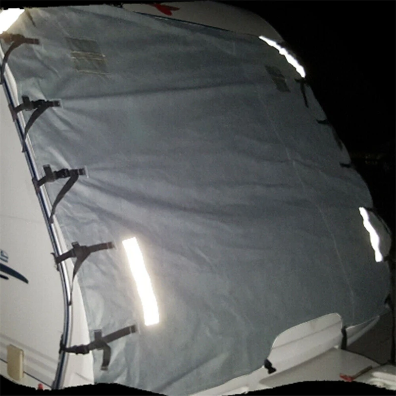 

Caravan Front Windshield Cover Waterproof Sun Protection Front Towing Protector Cover With 2LED Light Guard Shield RV Accessory