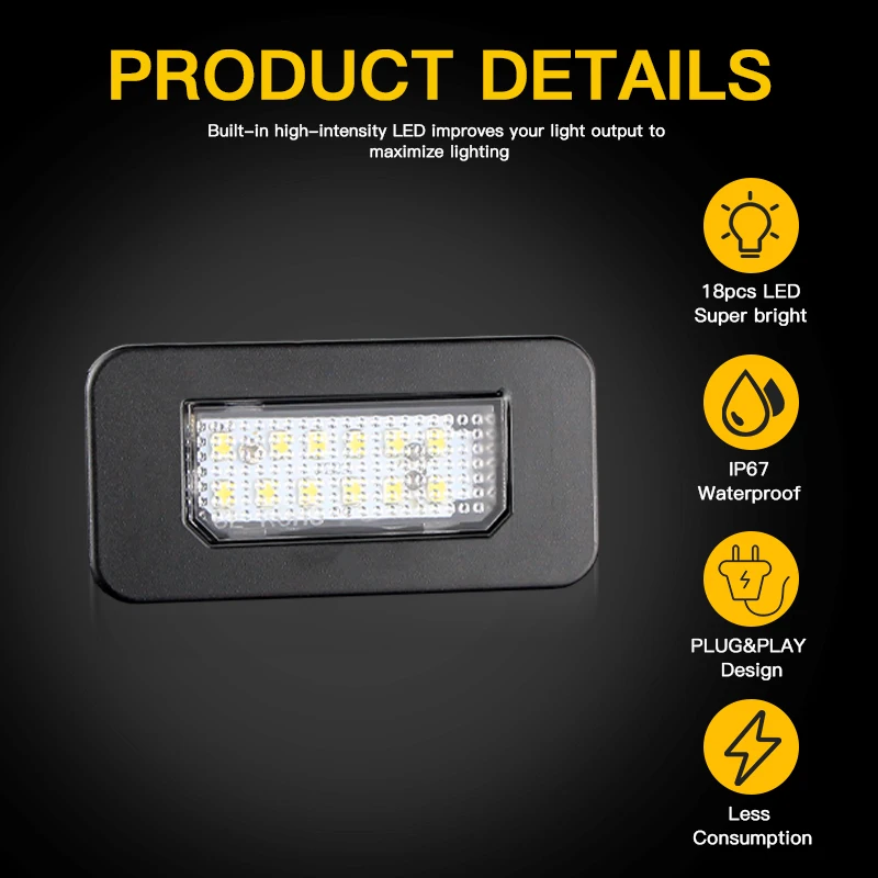 2 قطعة لا خطأ لوحة ترخيص مُضاء ل ألفا روميو جوليا 2016-2022 عدد مصباح ل ألفا روميو ستيلفيو 2017-2022 OEM # 50550396 #5