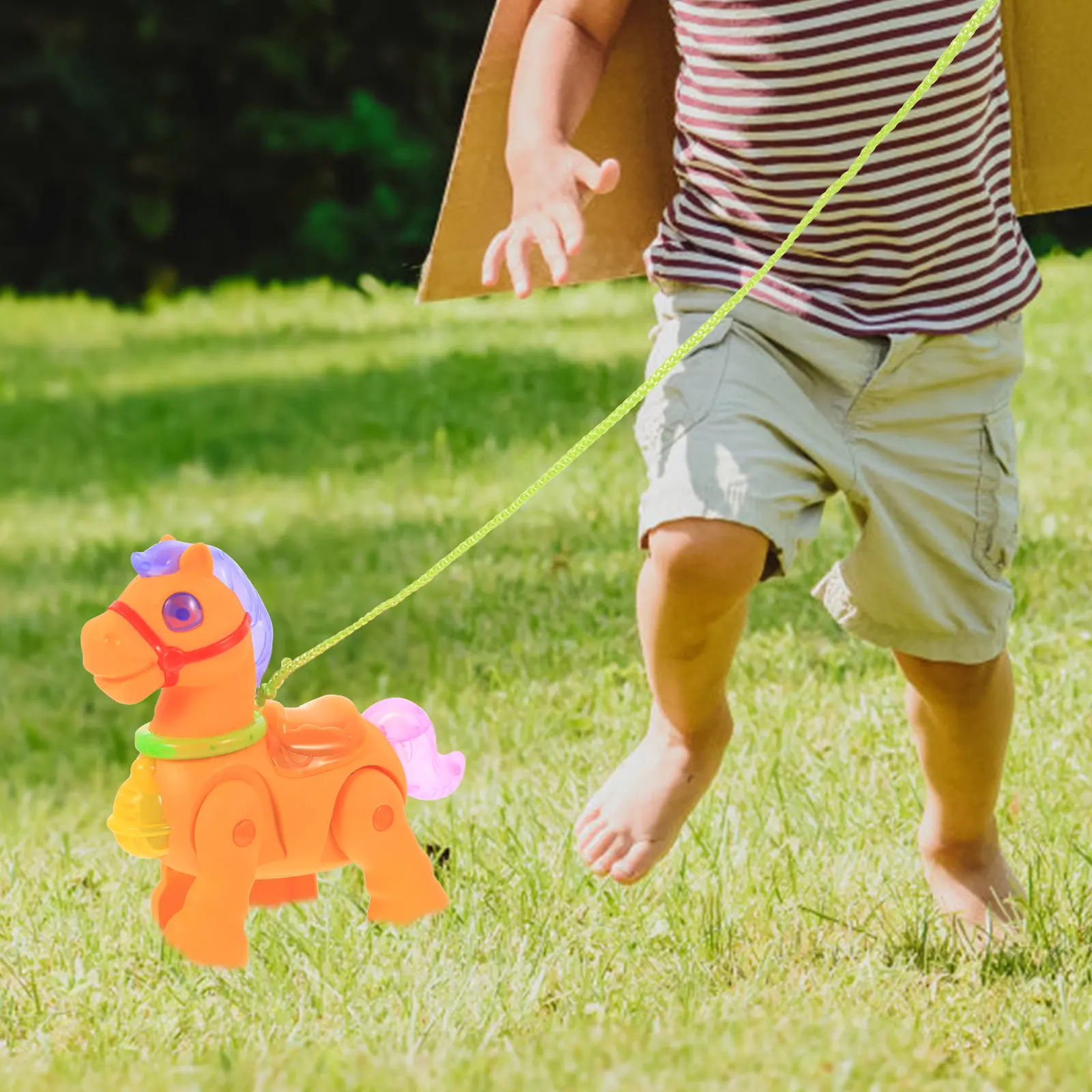 

Walking Electric Horse for Children Light-Up Musical Ride-on Toddler Motor Skill Learning Fun Animal Playtime Gift for Kids