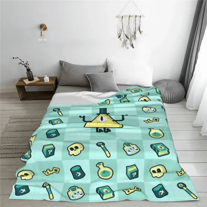 Gravity Falls Bill Cipher Flannel Blanket Cartoon Anime Funny Throw Blankets for Home Bedspreads@0 #