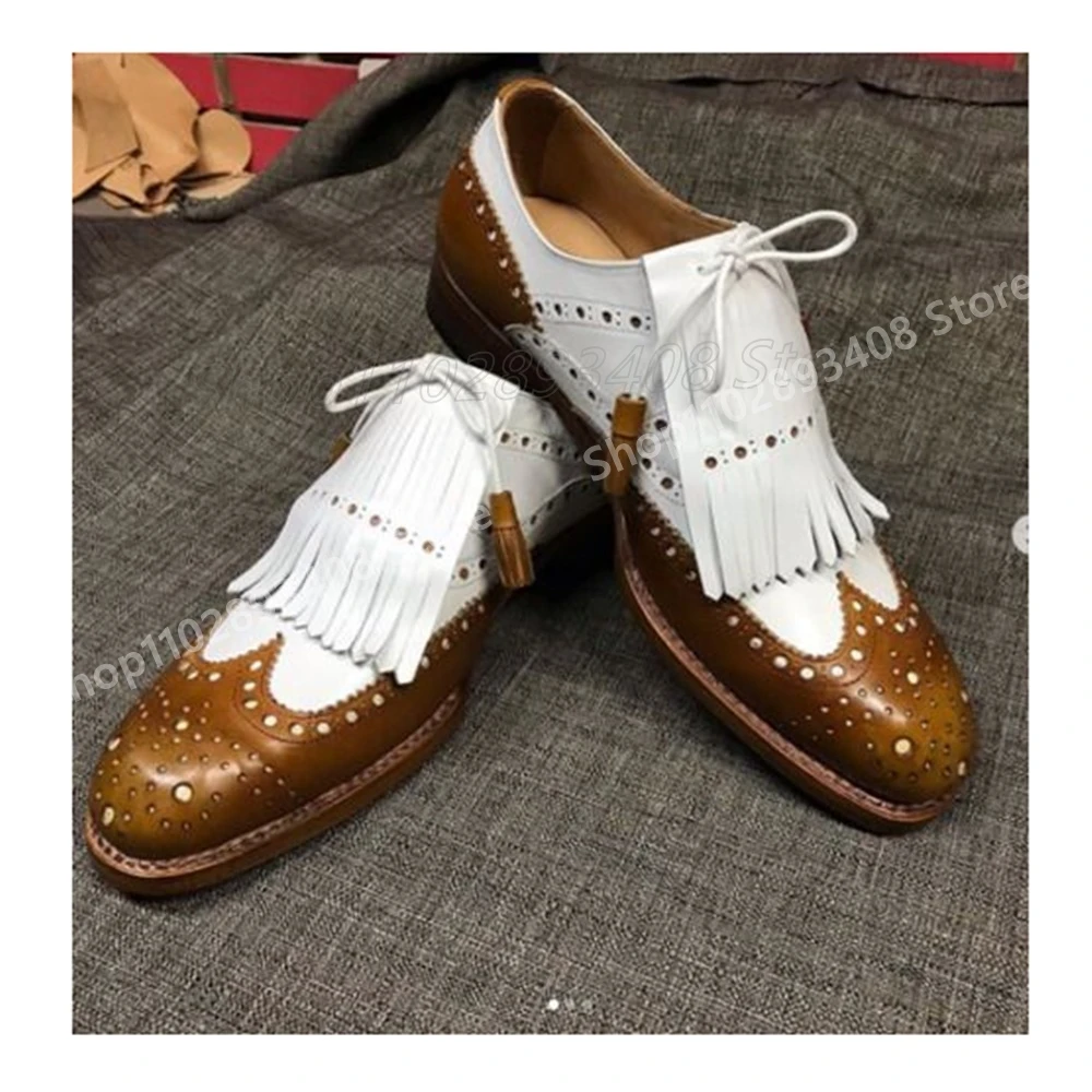 

Mutilcolor Tassels Decor Men Dress Shoes Front Lace-up Flat with Men Shoes Gentleman Casual 2025 New Autumn Zapatillas Mujer
