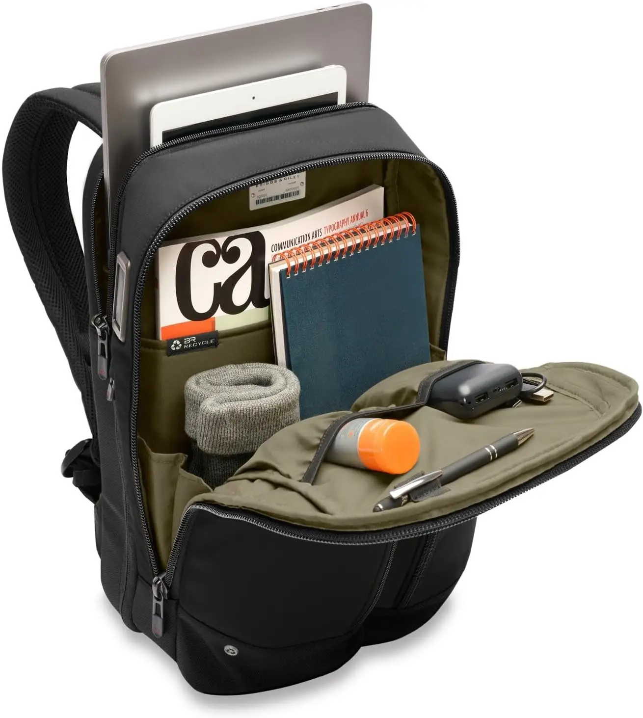 Black, Slim Expandable Backpack