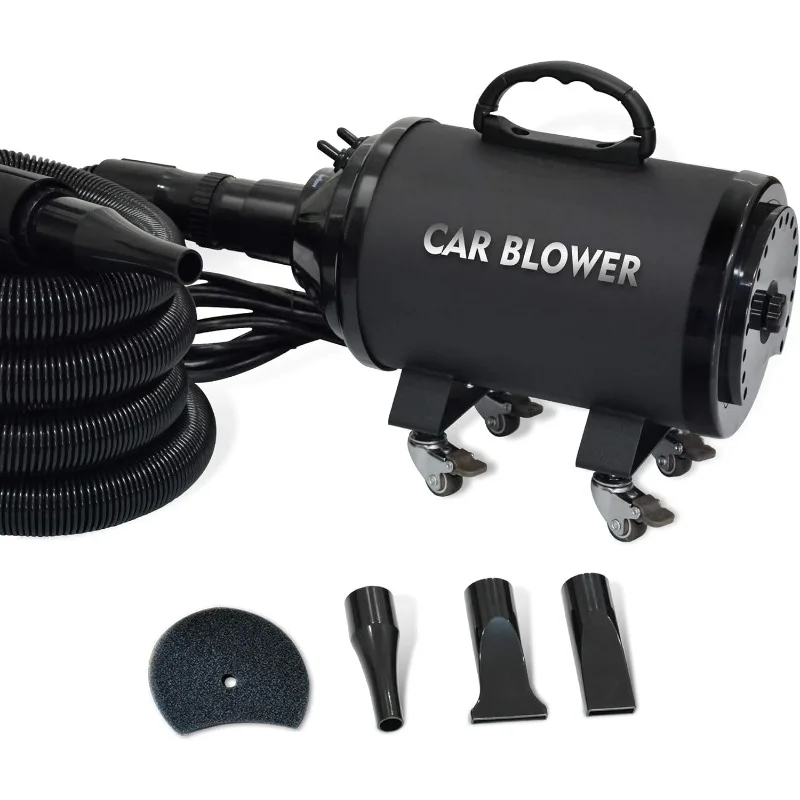 

Powerful Motorcycle & Car Dryer with 14 Foot Flexible Hose & Wheels - for Auto Detailing and dusting,black